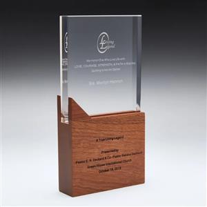 Wholesale Factory K9 Crystal Glass Trophy Award Souvenur Gift Wooden Base Crystal Glass Trophy