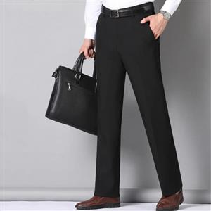 New LCBZ Custom Wholesale Men's High Waist Lightweight Business Pants Men Cotton Trouser Elastic Band Work Pants
