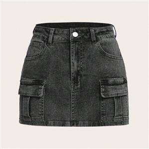 High Quality Women's Summer Fashion Mini Denim Short Skirt Custom Logo Zipper High Waisted Plain Design